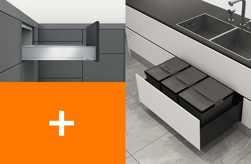 Blum LEGRABOX pure with Kia Ora Kitchen Bins